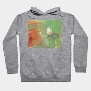 Abstract Oil Painting Waterlily Green White Terracotta Hoodie